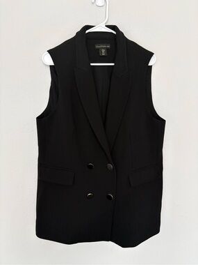 House of Harlow 1960 Revolve Black Longline Double Breasted Vest Blazer XL Work